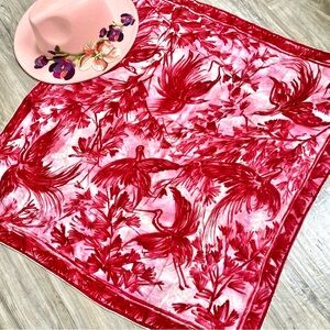 Beautiful SILK botanical bird SCARF/Wrap w shabby chic resort vibe